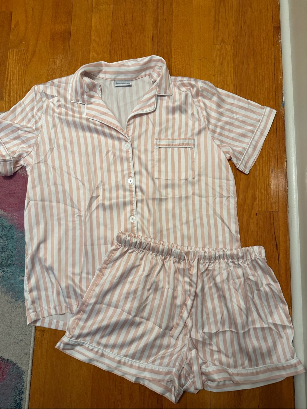 Delicacy Pink and White Striped Short Pajama Set
